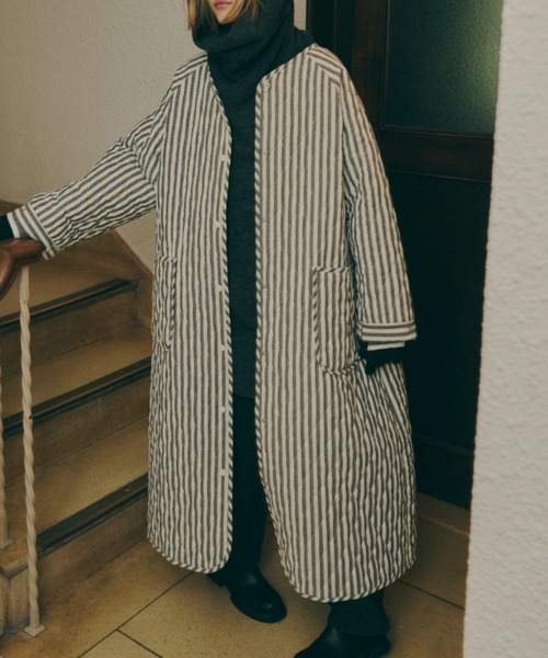 Libra Cue（リブラ キュー）の「キルティングボリュームコート（ノーカラーコート・レディース・その他/アイボリー/ブラック・FREE）」の22枚目の写真