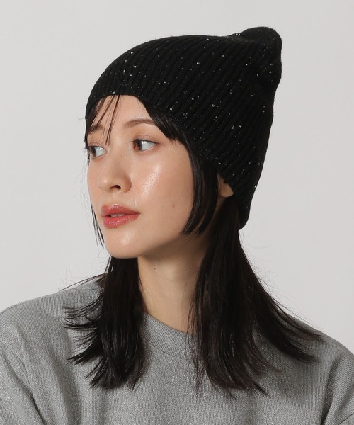 LAKOLE（ラコレ）の「ラメニットワッチ / 144561（ニットキャップ/ビーニー・レディース・ベージュ/ブラック/ライトグレー/オフホワイト・FREE）」の3枚目の写真