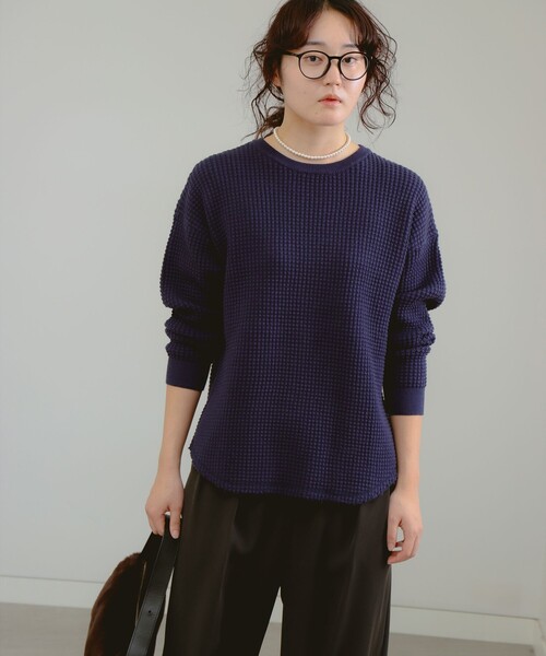 B:MING by BEAMS（ビーミングバイビームス）の「サーマル プルオーバー ニット（ニット/セーター・レディース・ネイビー/オフホワイト/レッド・ONE SIZE）」の14枚目の写真