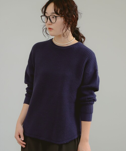 B:MING by BEAMS（ビーミングバイビームス）の「サーマル プルオーバー ニット（ニット/セーター・レディース・ネイビー/オフホワイト/レッド・ONE SIZE）」の15枚目の写真