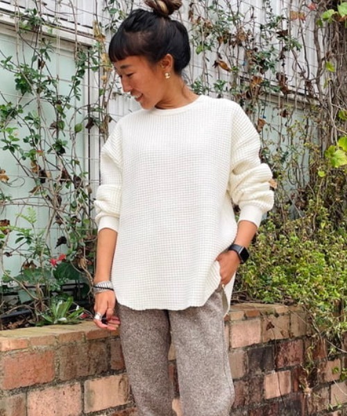 B:MING by BEAMS（ビーミングバイビームス）の「サーマル プルオーバー ニット（ニット/セーター・レディース・ネイビー/オフホワイト/レッド・ONE SIZE）」の2枚目の写真