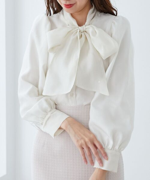 MAJESTIC LEGON（マジェスティックレゴン）の「バリエボウタイブラウス（シャツ/ブラウス・レディース・アイボリー/ブラック系その他/ブラウン系その他2・MEDIUM）」の13枚目の写真