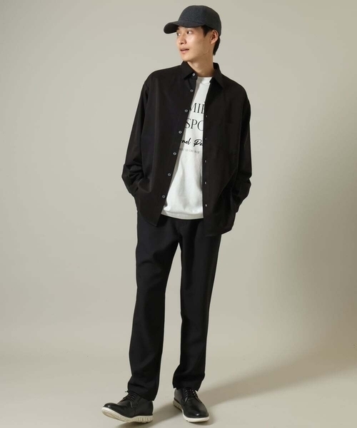 a.v.v（アーヴェヴェ）の「【イージーケア/毛玉になりづらい】ワイドシルエットシャツ（シャツ/ブラウス・メンズ・グリーン/アイボリー/ブラック・50/48/46）」の12枚目の写真