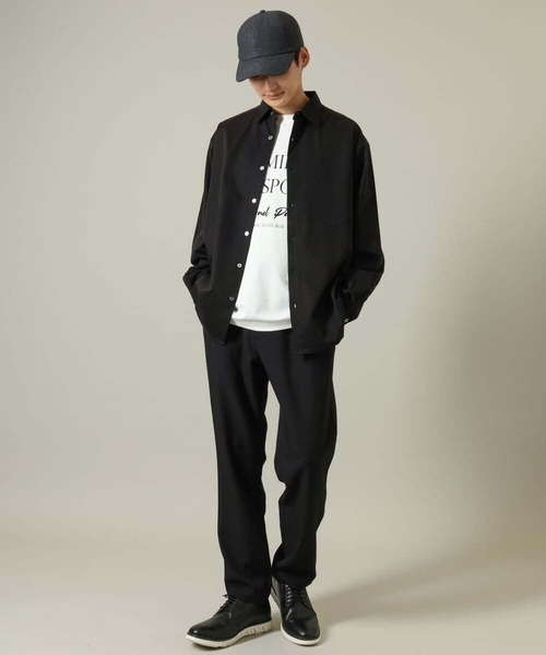 a.v.v（アーヴェヴェ）の「【イージーケア/毛玉になりづらい】ワイドシルエットシャツ（シャツ/ブラウス・メンズ・グリーン/アイボリー/ブラック・50/48/46）」の13枚目の写真