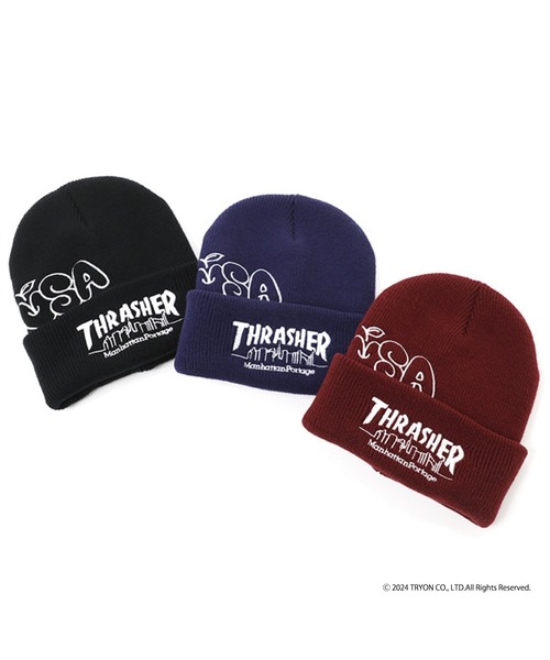 Manhattan Portage(マンハッタンポーテージ)の「THRASHER USA EMB Watch(ニットキャップ/ビーニー・メンズ・ブラック/ワインレッド/ブルー・FREE)」の4枚目の写真