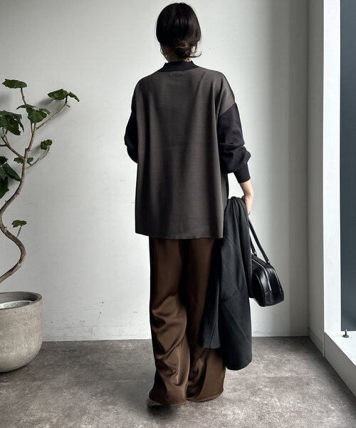 DouDou(ドゥドゥ)の「【WEB限定】モックネックニットプルオーバー(ニット/セーター・レディース・カーキ/チャコールグレー/ブルー/ベージュ・FREE)」の8枚目の写真