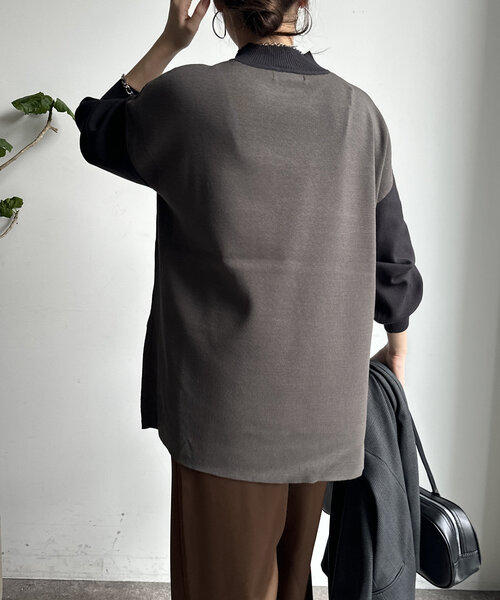 DouDou(ドゥドゥ)の「【WEB限定】モックネックニットプルオーバー(ニット/セーター・レディース・カーキ/チャコールグレー/ブルー/ベージュ・FREE)」の13枚目の写真