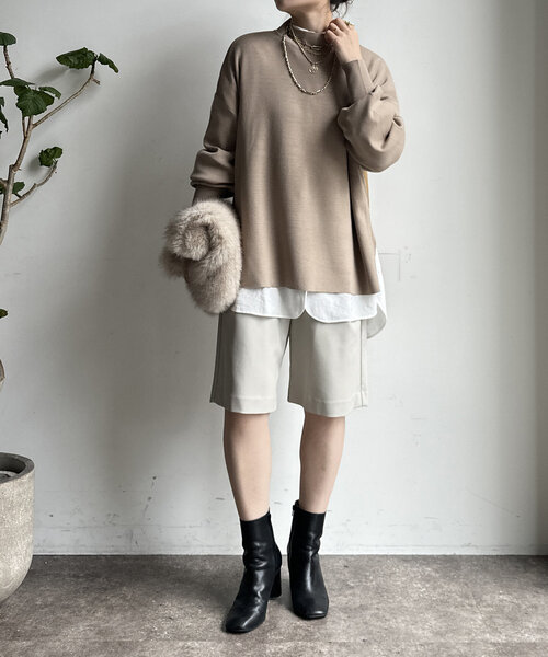 DouDou(ドゥドゥ)の「【WEB限定】モックネックニットプルオーバー(ニット/セーター・レディース・カーキ/チャコールグレー/ブルー/ベージュ・FREE)」の16枚目の写真