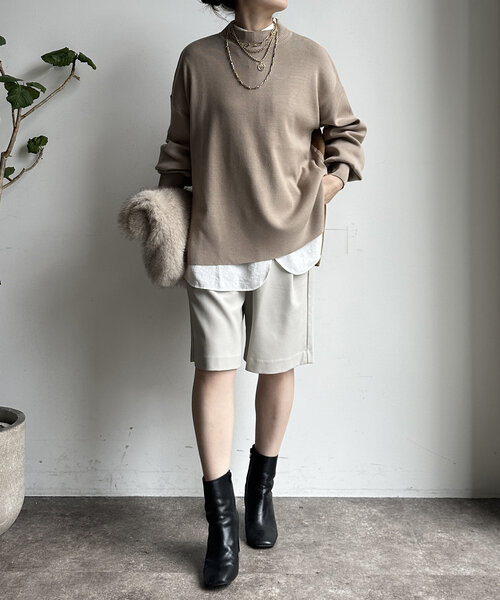 DouDou(ドゥドゥ)の「【WEB限定】モックネックニットプルオーバー(ニット/セーター・レディース・カーキ/チャコールグレー/ブルー/ベージュ・FREE)」の17枚目の写真