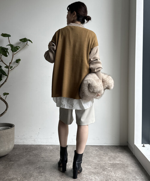 DouDou(ドゥドゥ)の「【WEB限定】モックネックニットプルオーバー(ニット/セーター・レディース・カーキ/チャコールグレー/ブルー/ベージュ・FREE)」の18枚目の写真