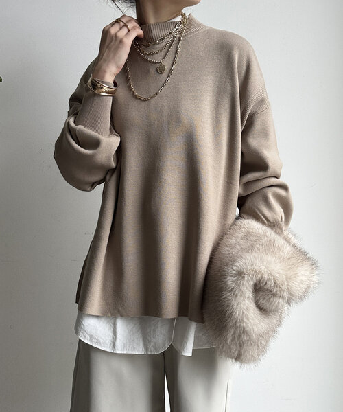 DouDou(ドゥドゥ)の「【WEB限定】モックネックニットプルオーバー(ニット/セーター・レディース・カーキ/チャコールグレー/ブルー/ベージュ・FREE)」の20枚目の写真