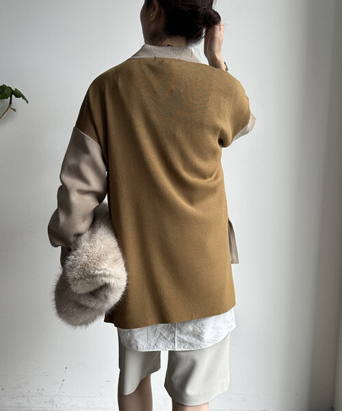DouDou(ドゥドゥ)の「【WEB限定】モックネックニットプルオーバー(ニット/セーター・レディース・カーキ/チャコールグレー/ブルー/ベージュ・FREE)」の22枚目の写真