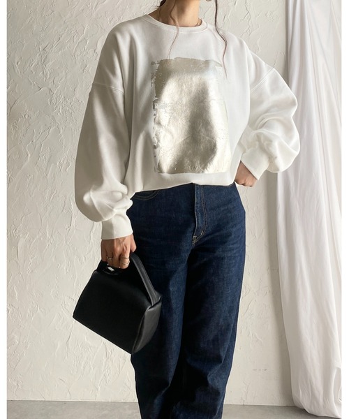 She's Closet(シーズクローゼット)の「オーバーサイズ長袖メタリック箔プリント裏起毛スウェット(スウェット・レディース・オフホワイト/スミクロ・FREE)」の22枚目の写真