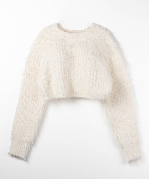 me+em select(ミームセレクト)の「【 3color 】モヘアライクショートシャギーニット / mohair-like short shaggy knit(ニット/セーター・レディース・ブラック/ホワイト/グレー・FREE)」の8枚目の写真