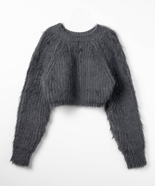 me+em select(ミームセレクト)の「【 3color 】モヘアライクショートシャギーニット / mohair-like short shaggy knit(ニット/セーター・レディース・ブラック/ホワイト/グレー・FREE)」の9枚目の写真