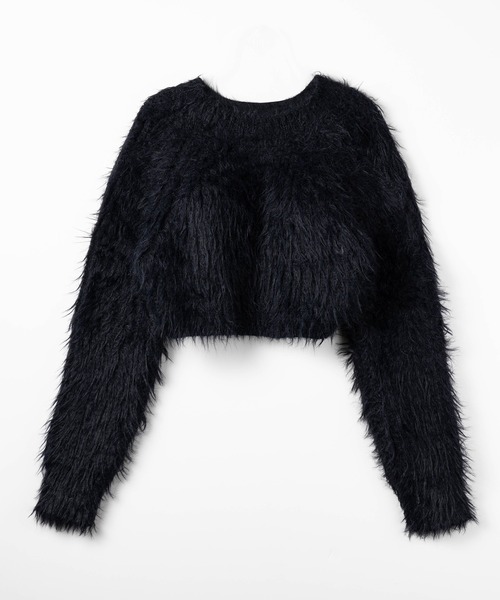 me+em select(ミームセレクト)の「【 3color 】モヘアライクショートシャギーニット / mohair-like short shaggy knit(ニット/セーター・レディース・ブラック/ホワイト/グレー・FREE)」の10枚目の写真