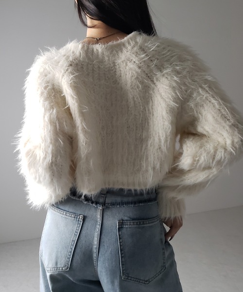 me+em select(ミームセレクト)の「【 3color 】モヘアライクショートシャギーニット / mohair-like short shaggy knit(ニット/セーター・レディース・ブラック/ホワイト/グレー・FREE)」の18枚目の写真