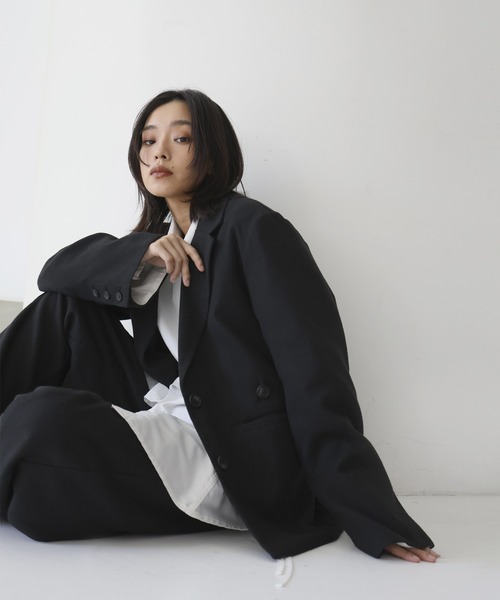ウール袖折り返しテーラードジャケット（テーラードジャケット