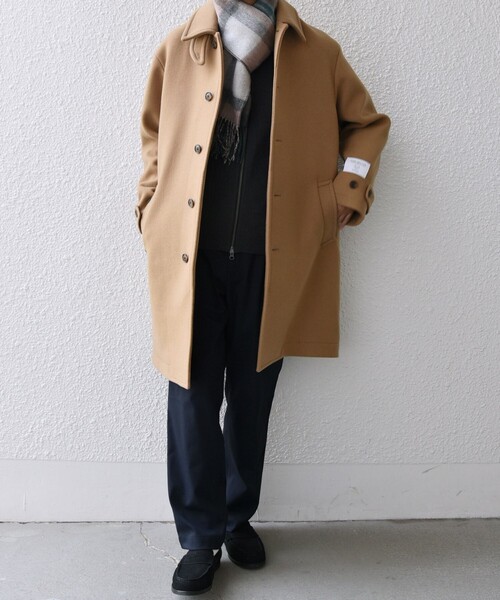 Chez VIDALENC ステンカラーコート ベージュ/ネイビー Chez VIDALENC ステンカラーコート ベージュ/ネイビー