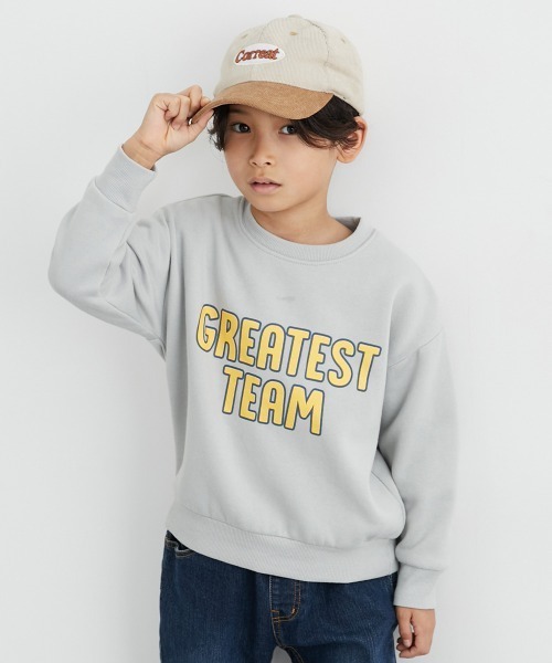 QUNTSTYLE(キュントスタイル)の「裏起毛 プリントトレーナー(スウェット・キッズ・ブラック/ベージュ/オレンジ/ブルー系その他/ラベンダー/ネイビー系2/ブラック系その他/オフホワイト/グレー/ネイビー系1/グリーン/アイボリー/アイボリー系/チャコール/グリーン系その他/パープル/ネイビー/ブラウン/グレー系その他/カーキ・150/100/140/160/110/120/130/170)」の5枚目の写真