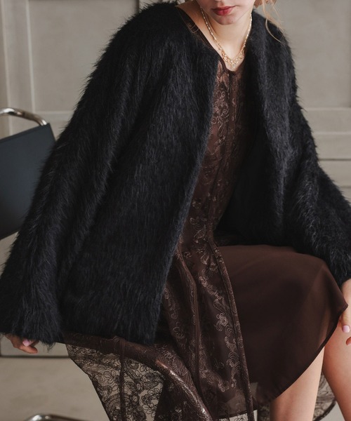 シャギーコクーンジャケット（ノーカラージャケット）｜Dorry Doll（ドリードール）