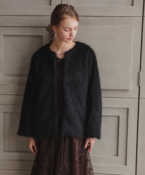 シャギーコクーンジャケット（ノーカラージャケット）｜Dorry Doll（ドリードール）