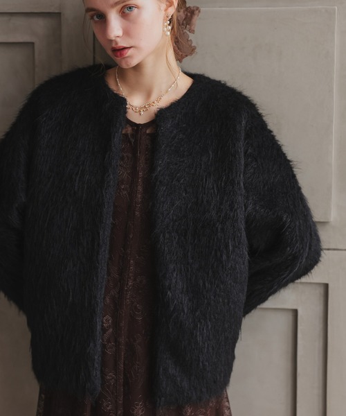 シャギーコクーンジャケット（ノーカラージャケット）｜Dorry Doll（ドリードール）