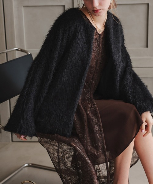 シャギーコクーンジャケット（ノーカラージャケット）｜Dorry Doll（ドリードール）