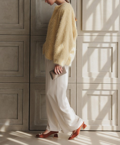 Dorry Doll(ドリードール)の「シャギーコクーンジャケット(ノーカラージャケット・レディース・ホワイト系/ブラック/ライトグレー/イエロー・MEDIUM)」の16枚目の写真