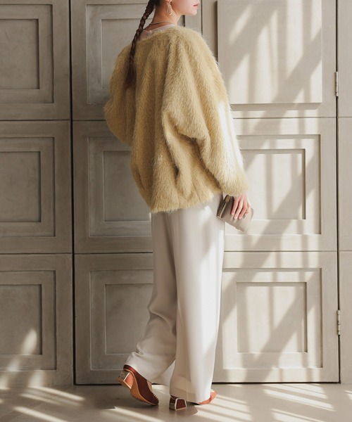 Dorry Doll(ドリードール)の「シャギーコクーンジャケット(ノーカラージャケット・レディース・ホワイト系/ブラック/ライトグレー/イエロー・MEDIUM)」の17枚目の写真