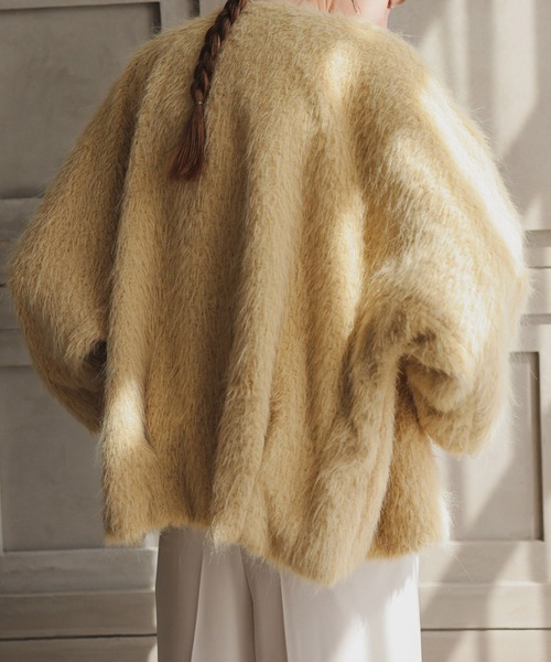 Dorry Doll(ドリードール)の「シャギーコクーンジャケット(ノーカラージャケット・レディース・ホワイト系/ブラック/ライトグレー/イエロー・MEDIUM)」の20枚目の写真