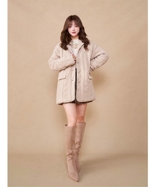 ケーブルニットジャケットコート（その他アウター）｜Darich