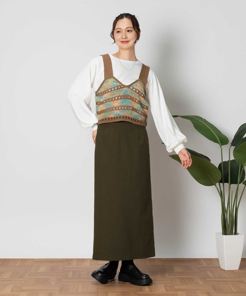 Right-on（ライトオン）の「【HONEYSUCKLE ROSE】ニットビスチェレイヤード（アンサンブル・レディース・ブラウン/ブラック・M/XL/S/L）」の7枚目の写真