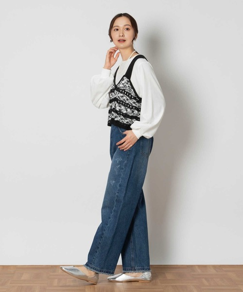 Right-on（ライトオン）の「【HONEYSUCKLE ROSE】ニットビスチェレイヤード（アンサンブル・レディース・ブラウン/ブラック・M/XL/S/L）」の5枚目の写真