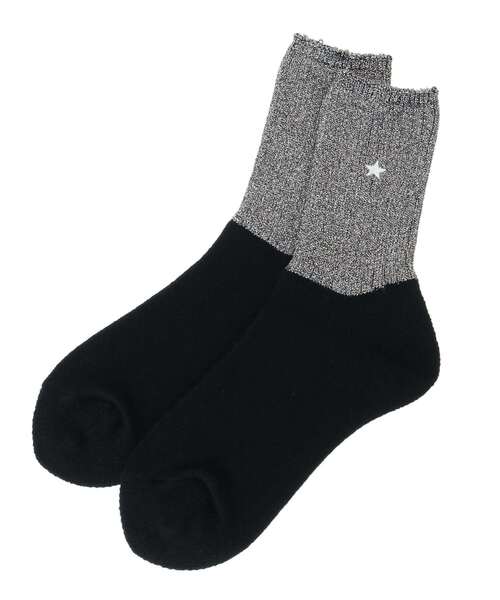 CONVERSE TOKYO（コンバーストウキョウ）の「STAR★ GLITTER BI-COLOR RIB SOX（ソックス/靴下・レディース・ブラック/グレー/ベージュ・FREE）」の8枚目の写真