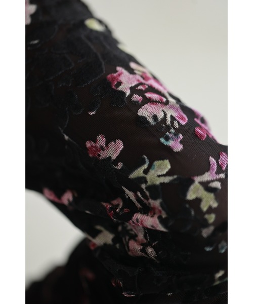 cawaii（カワイイ）の「（黒）輝くような花柄浮かぶもっちり伸びるシアーカットソートップス（Tシャツ/カットソー・レディース・ブラック・FREE）」の15枚目の写真