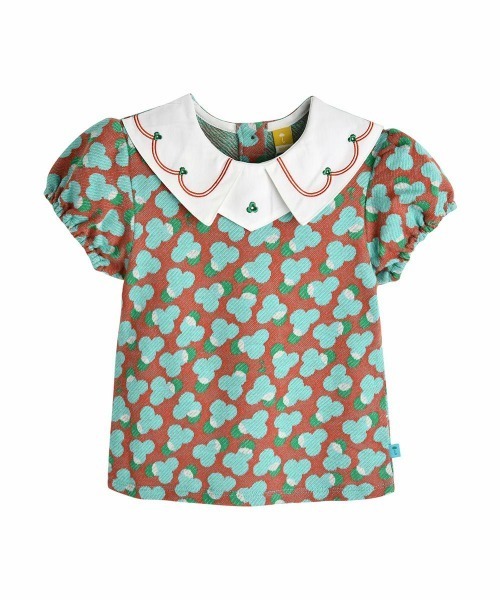 moimoln（モイモルン）の「【セットアップ】クローディジャカードトップス＆パンツ（Tシャツ/カットソー・キッズ・グリーン・90cm/100cm/110cm/80ｃｍ）」の2枚目の写真