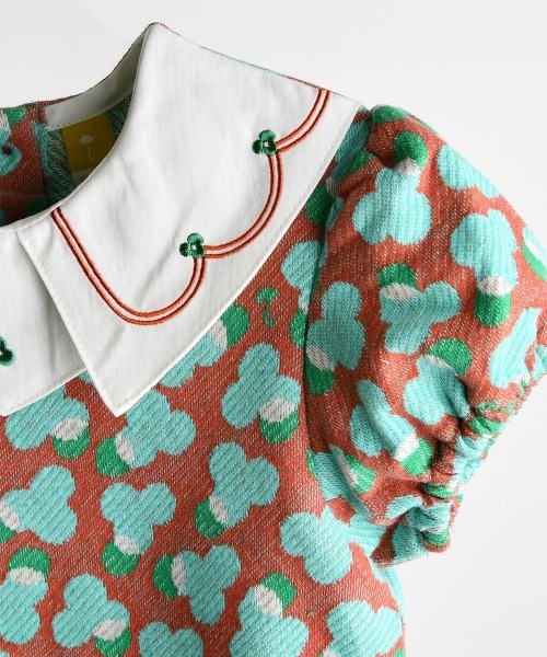 moimoln（モイモルン）の「【セットアップ】クローディジャカードトップス＆パンツ（Tシャツ/カットソー・キッズ・グリーン・90cm/100cm/110cm/80ｃｍ）」の5枚目の写真