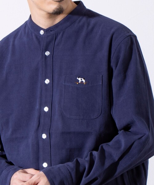 【セール】【GLOSTER/グロスター】フレンチブルドッグ ビエラバンドカラーシャツ ワンポイント刺繍（シャツ/ブラウス）｜GLOSTER（グロスター）