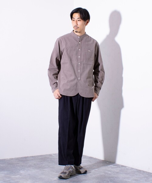 GLOSTER(グロスター)の「【GLOSTER/グロスター】フレンチブルドッグ ビエラバンドカラーシャツ ワンポイント刺繍(シャツ/ブラウス・メンズ・カーキ/グレー/キナリ/ネイビー・S/M/L)」の13枚目の写真
