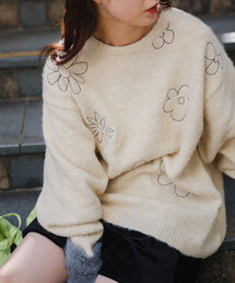 Kastane | SIXSENCE フラワー刺繍ニット(ニット/セーター)
