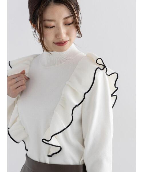 Te chichi（テチチ）の「バーティカルラッフルフリルニット（ニット/セーター・レディース・ブラック/グレー/オフホワイト・F）」の2枚目の写真