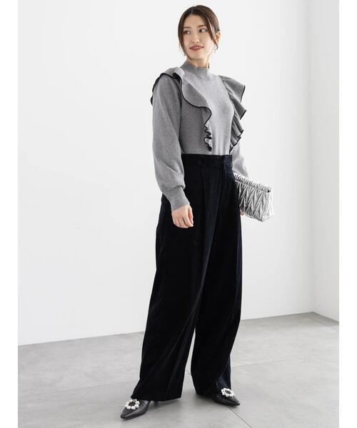 Te chichi（テチチ）の「バーティカルラッフルフリルニット（ニット/セーター・レディース・ブラック/グレー/オフホワイト・F）」の9枚目の写真