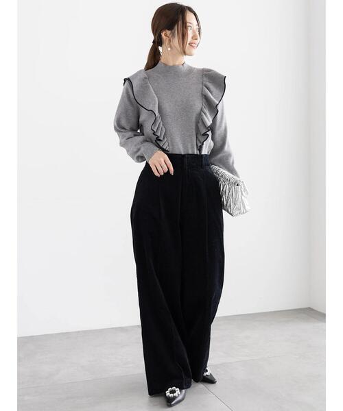 Te chichi（テチチ）の「バーティカルラッフルフリルニット（ニット/セーター・レディース・ブラック/グレー/オフホワイト・F）」の10枚目の写真