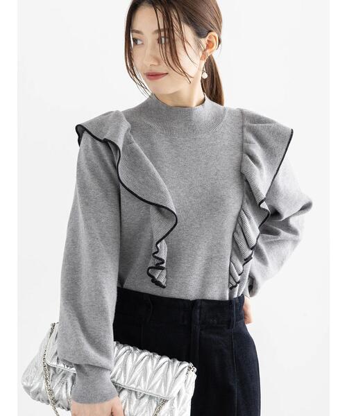 Te chichi（テチチ）の「バーティカルラッフルフリルニット（ニット/セーター・レディース・ブラック/グレー/オフホワイト・F）」の11枚目の写真