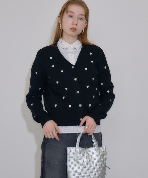 【セール】ハート刺繍カーデ（カーディガン/ボレロ）｜Paradise Picnic（パラダイスピクニック）