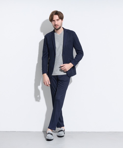 HIDEAWAYS NICOLE（ハイダウェイニコル）の「シアージャガードニットジャケット（テーラードジャケット・メンズ・ネイビー/ブラック/ライトグレー・X-LARGE/LARGE/MEDIUM）」の18枚目の写真