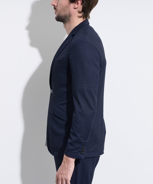 HIDEAWAYS NICOLE（ハイダウェイニコル）の「シアージャガードニットジャケット（テーラードジャケット・メンズ・ネイビー/ブラック/ライトグレー・X-LARGE/LARGE/MEDIUM）」の11枚目の写真