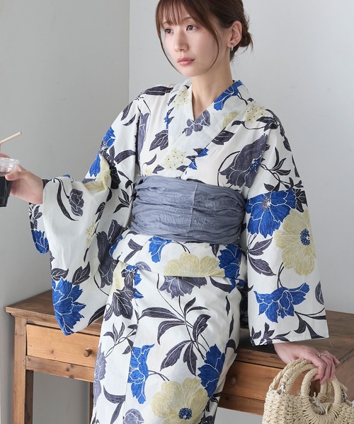 jumelle 新品未使用 浴衣・帯セット【ネイビー】 jumelle（ジュメロ）の「【4点セット】1人で着られる浴衣 - jm