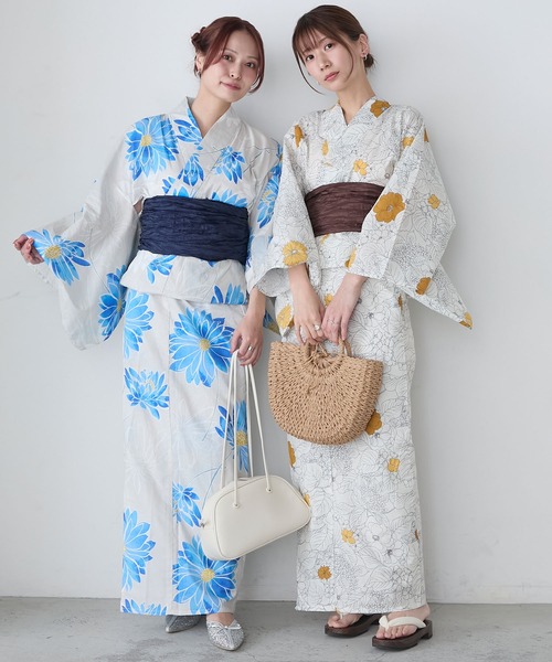 BONLECILL noir（ボンルシールノワール）の「【BONLECILL noir】2点セットアソート柄浴衣（浴衣・帯）（浴衣・レディース・イエロー/ネイビー/ブルー/レッド・FREE）」の17枚目の写真